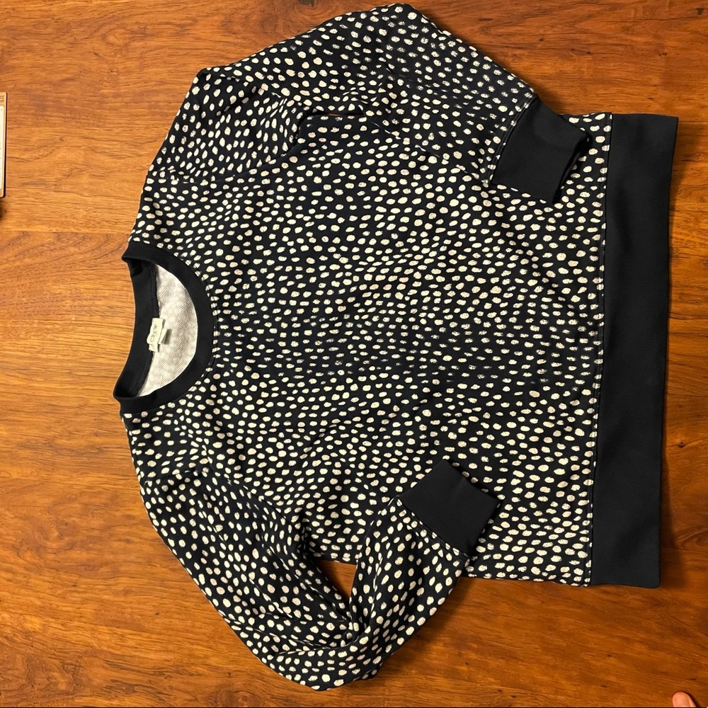 J Crew Navy Patterned Crew Sweatshirt, xs